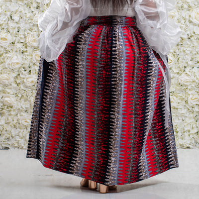 Red Long African Print Skirt