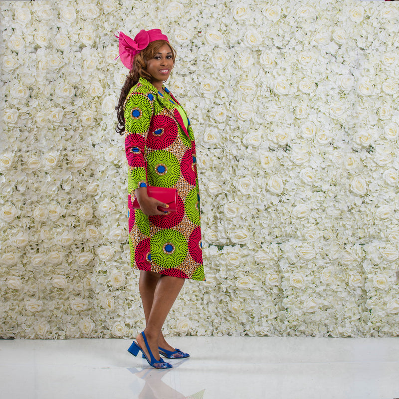 Lime Green African Print Dress and Jacket
