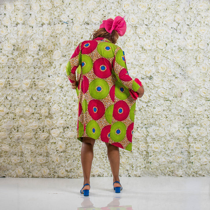 Lime Green African Print Dress and Jacket