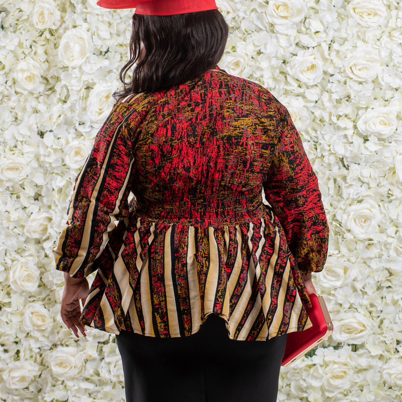 Red African Print Top