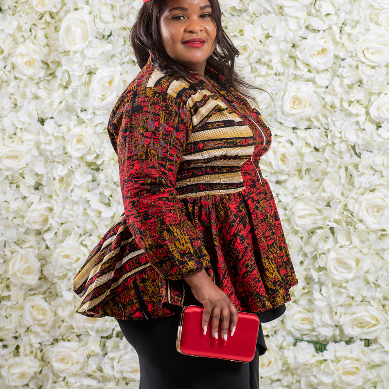 Red African Print Top