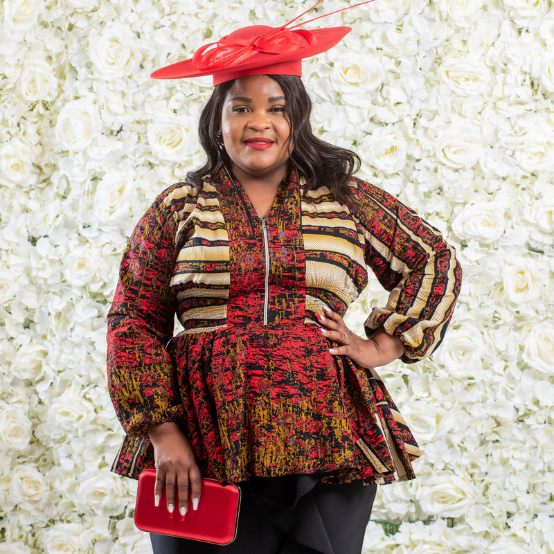 Red African Print Top