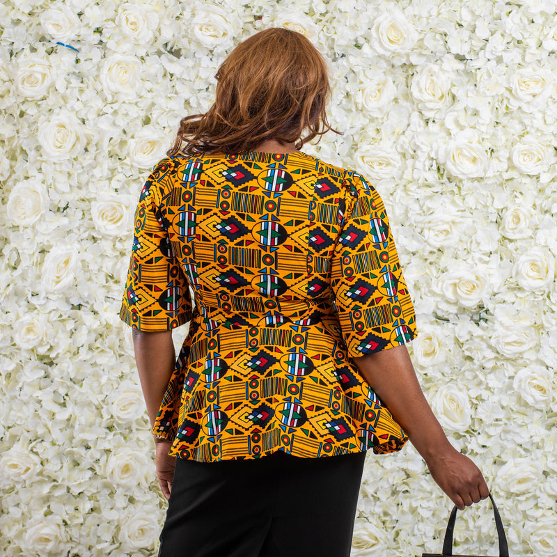 Yellow African Print Top