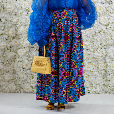 Blue Long African Print Skirt