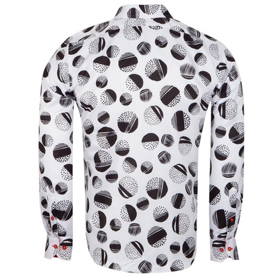 White & Black Circles Mens Formal Dress Shirt