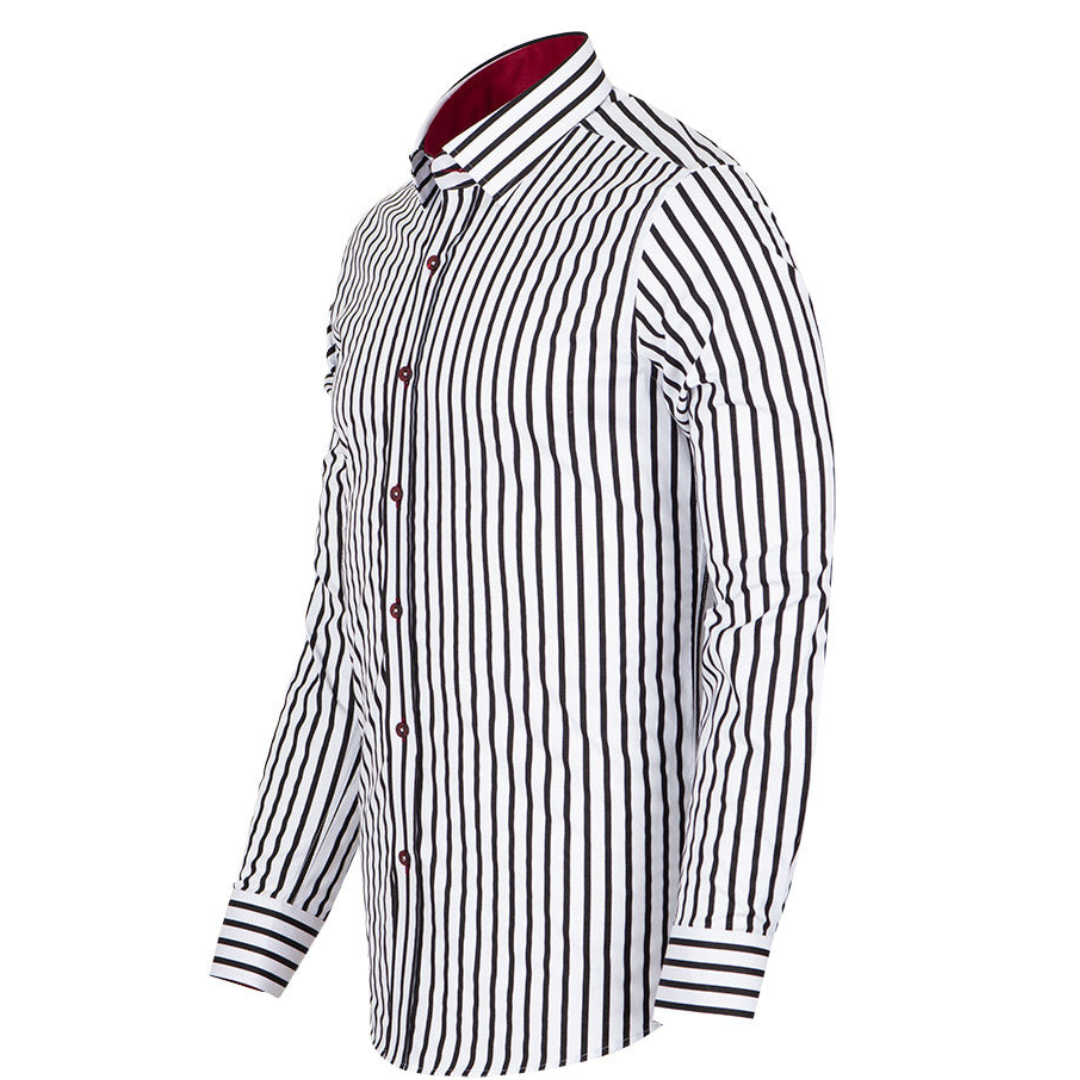 White Black Striped Mens Formal Dress Shirt Cerrura Fashions
