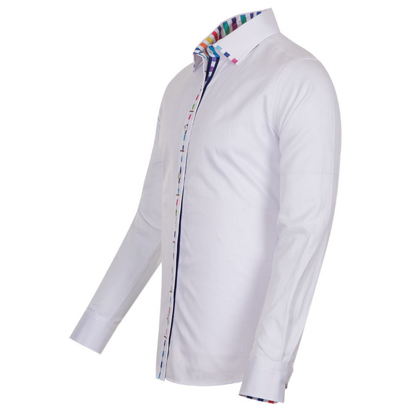 White Mens Formal Dress Shirt With Multi Color