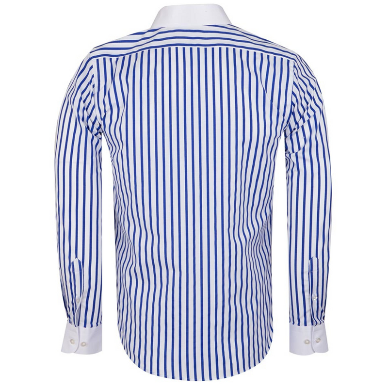 Blue Striped With Chain Mens Formal Dress Shirt