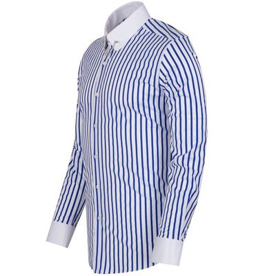 Blue Striped With Chain Mens Formal Dress Shirt