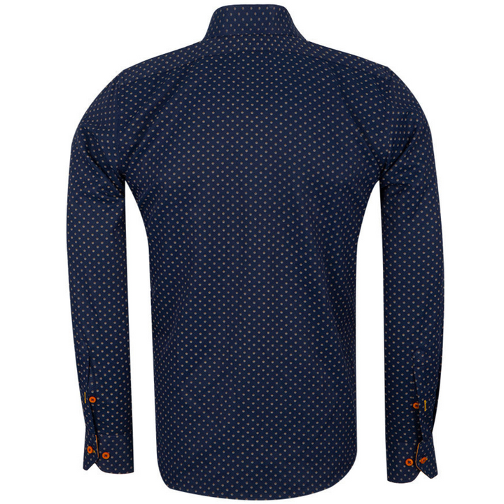 Navy & Gold Cotton Mens Formal Dress Shirt