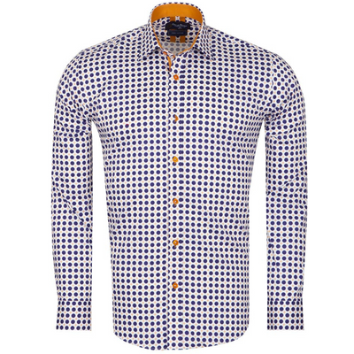 Blue & Gold Cotton Mens Formal Dress Shirt